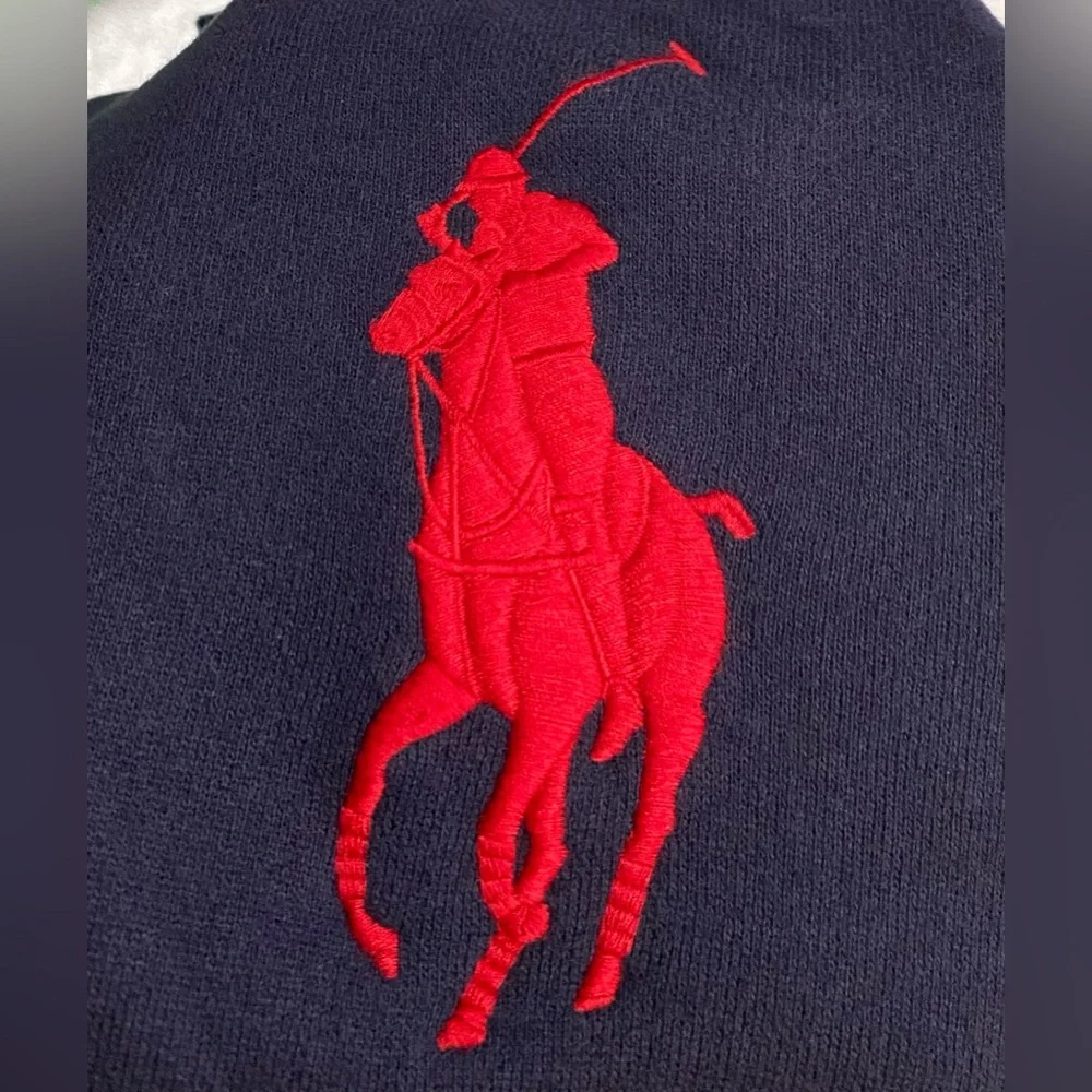 VTG Y2K Polo Ralph Lauren Big Pony Navy Plaid Lined Full Zip Hoodie Mens Sz 2XL